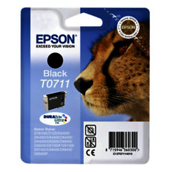 Epson T0711 Cheetah Inkjet Printer Cartridge, Black